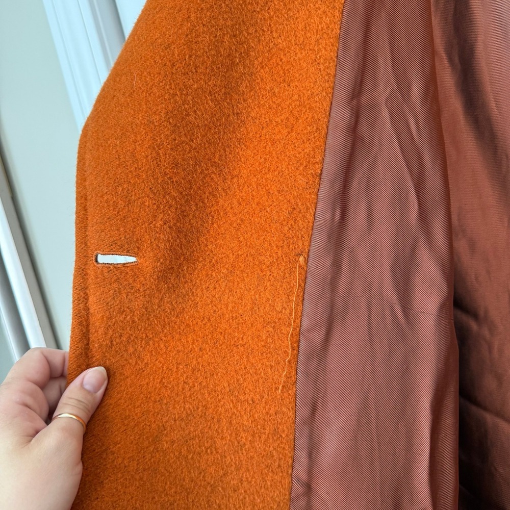MAXMARA Burnt Orange Oversized Shawl Collar Wool Blend Cocoon Coat- DAMAGED - Picture 8 of 16